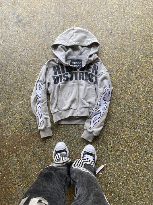 “Grey” hidden district zip up